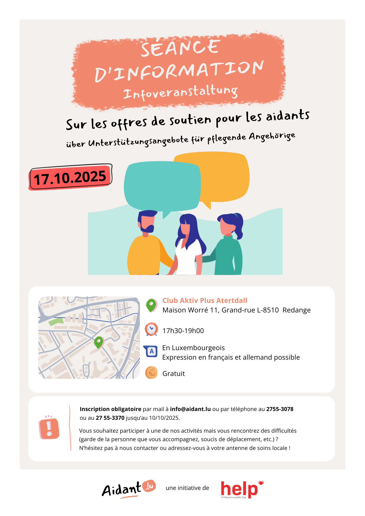 Séance d’information sur les offres de soutien pour aidants  