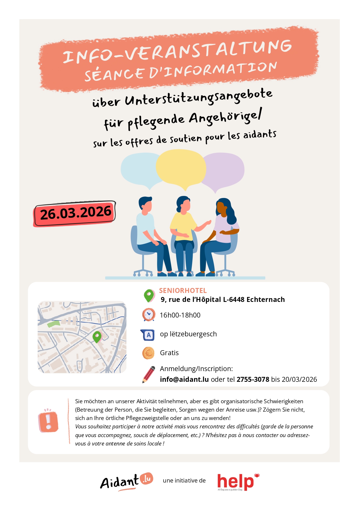 S&eacute;ance d&rsquo;information sur les offres de soutien pour aidants&nbsp;&nbsp;