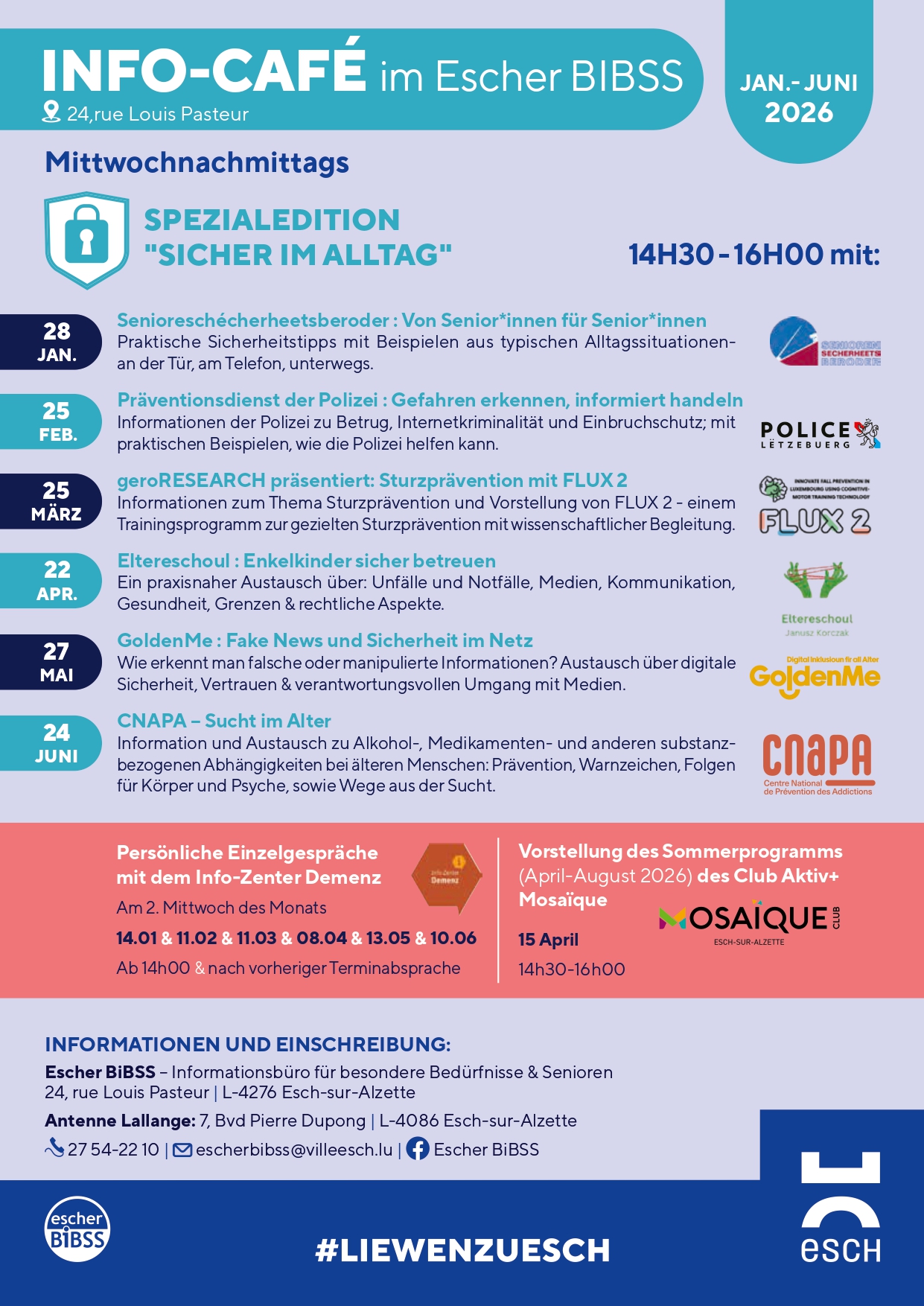 INFO-CAF&Eacute; im Escher BIBSS :&nbsp;SPEZIALEDITION &bdquo;SICHER IM ALLTAG&ldquo;&nbsp;