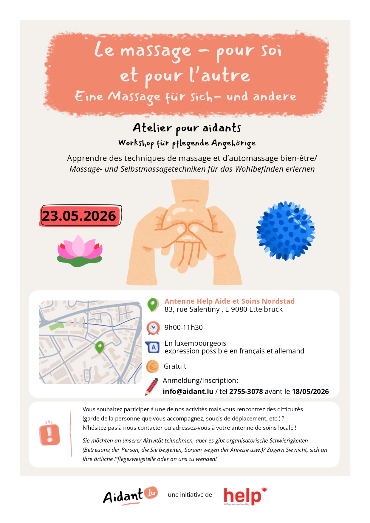 Atelier th&eacute;matique :&nbsp;Le massage&nbsp;&ndash;&nbsp;pour soi et pour l&rsquo;autre&nbsp;