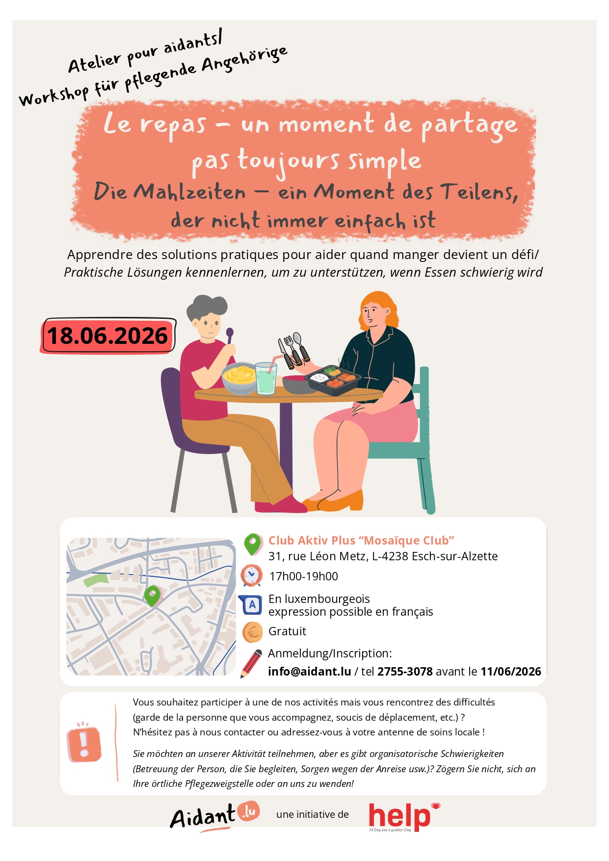 Atelier th&eacute;matique :&nbsp;Les repas, un moment de partage pas toujours simple&nbsp;